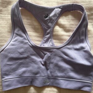 ALO Yoga Lavender Ribbed Racerback Sports Bra